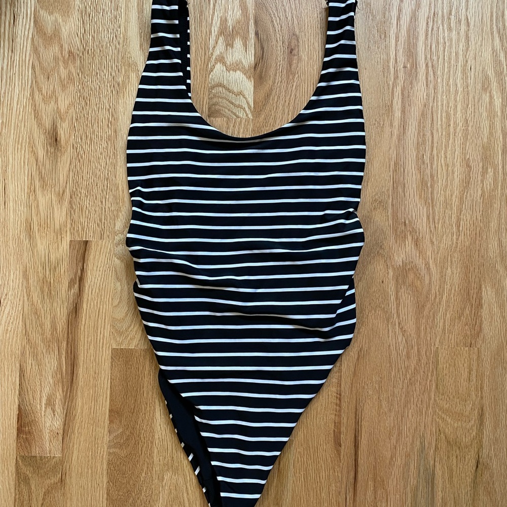Aerie Scoop One Piece Striped Swimsuit